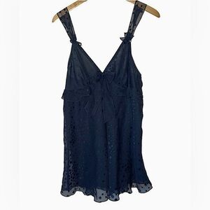 Vintage Belle Nuit Black Layered Polka Dotted Chemise Size Large